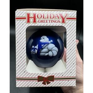 Vintage Tire Man Christmas Ornament Glass Ball 2004 New in Box! -Ball